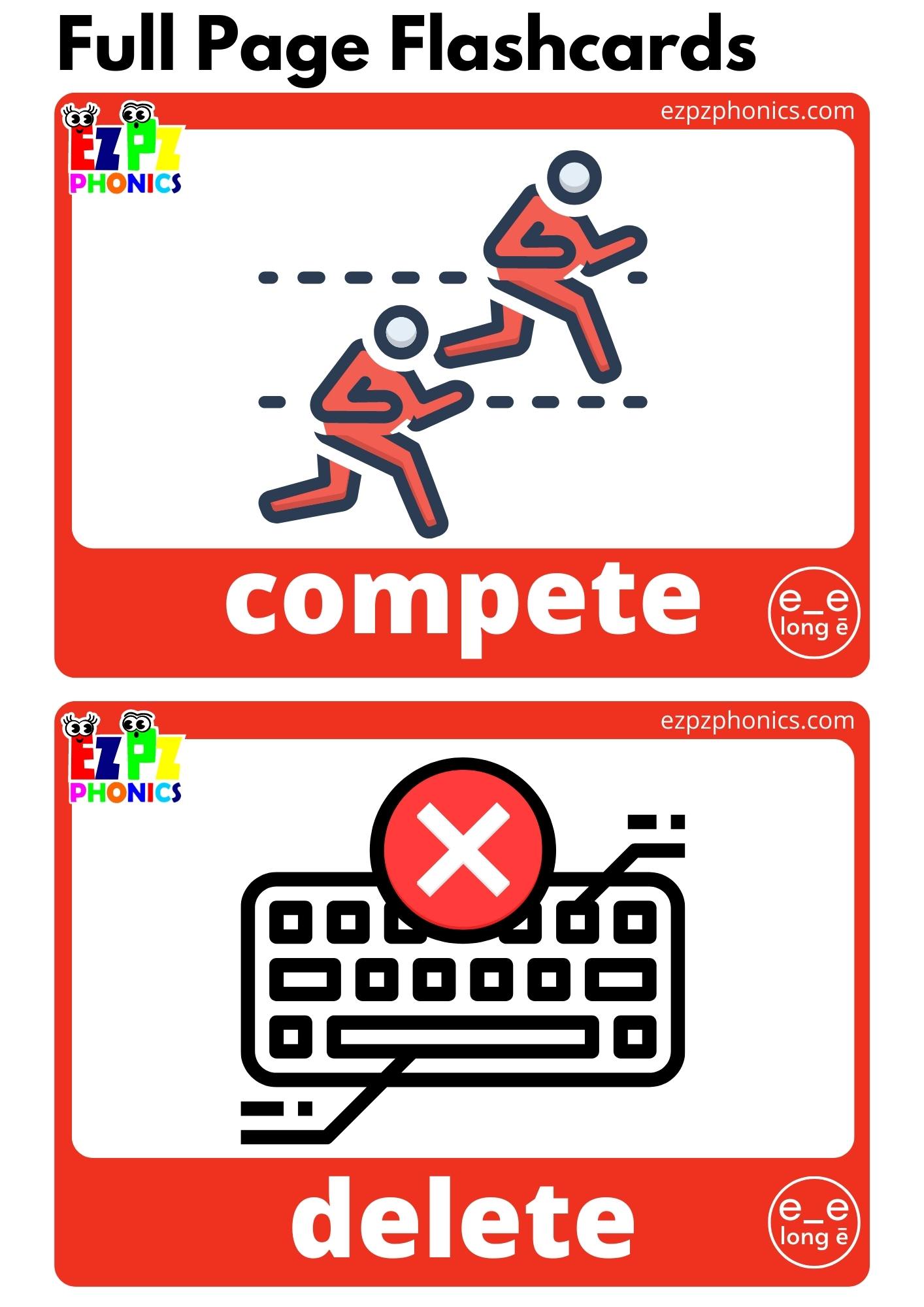 e e Words Long E Sounds Flaschcards